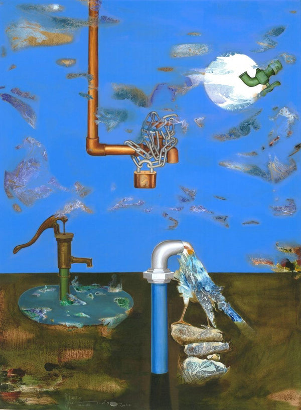 Thirsty Birds Painting by Zakir Hussain Shaikh | ArtZolo.com