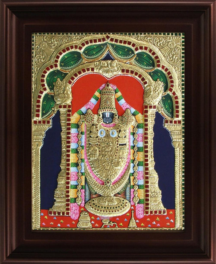 Thirupathi Venkatachalapathi Tanjore Traditional Art by Myangadi | ArtZolo.com