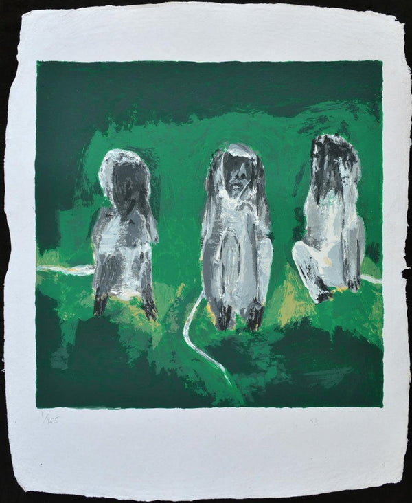 Three Monkeys Painting by Haku Shah | ArtZolo.com