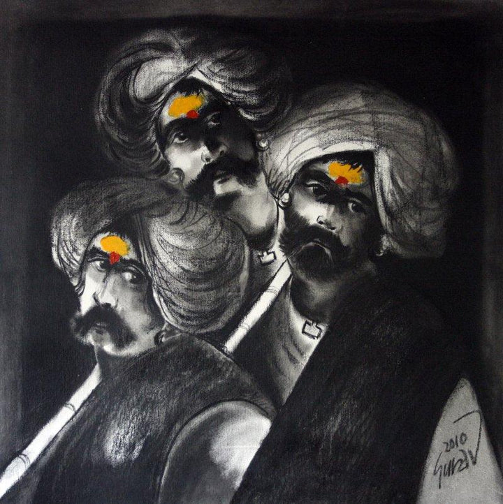 Three Shepherd Painting by Raosaheb Gurav | ArtZolo.com