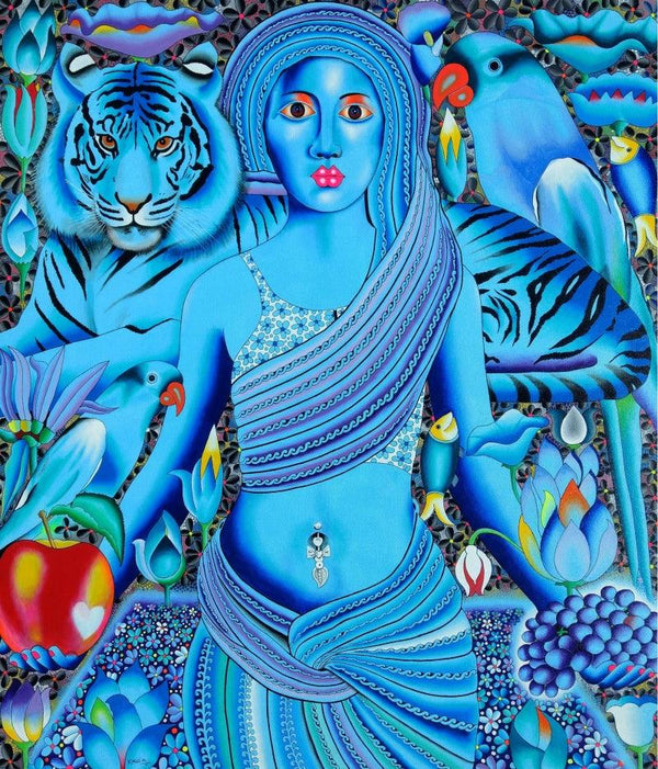 Tiger And Sweety Painting by Ravi Kattakuri | ArtZolo.com