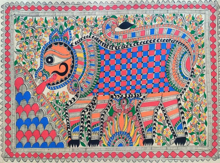 Tiger Traditional Art by Mithilesh Jha | ArtZolo.com