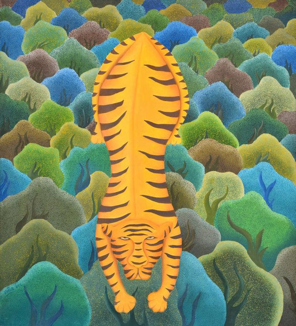 Tiger In Forest Painting by Naveena Ganjoo | ArtZolo.com