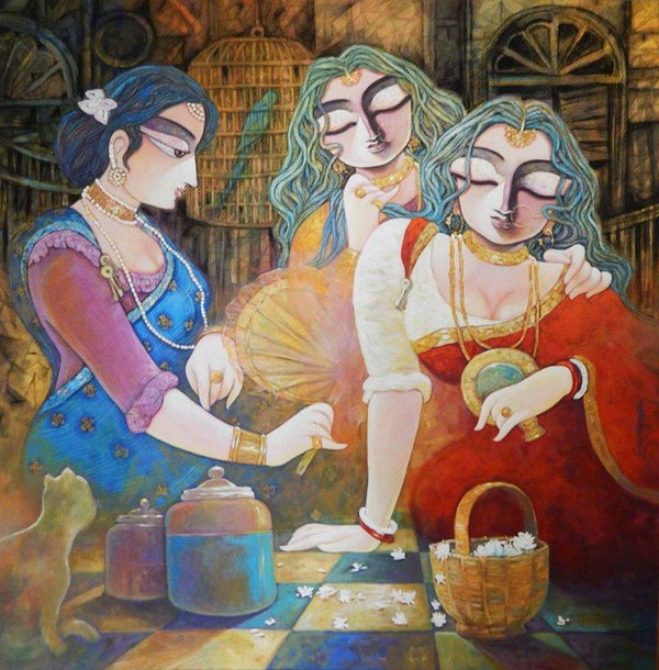 Tin Kanya Painting by Subrata Ghosh | ArtZolo.com