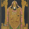Religious mixed media painting titled 'Tirupati Balaji Pichwai', 26x38 inches, by artist Pushkar Lohar Pichwai on Cloth
