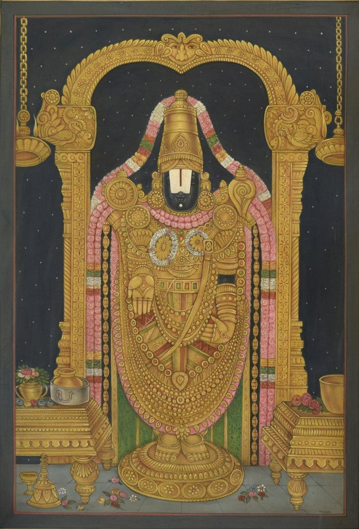 Tirupati Balaji Pichwai Painting by Pushkar Lohar Pichwai | ArtZolo.com