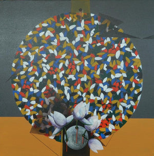 Nature acrylic painting titled 'Together 6', 24x24 inches, by artist Rajeev Sarkar on Canvas