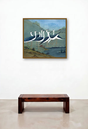 Together (Stilts by artist the Shore) by artist Rina Roy displayed in a Transitional Foyer