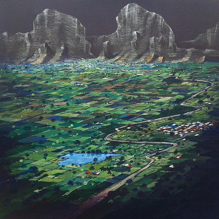 Top View Of My Village Painting by Yogesh Lahane | ArtZolo.com