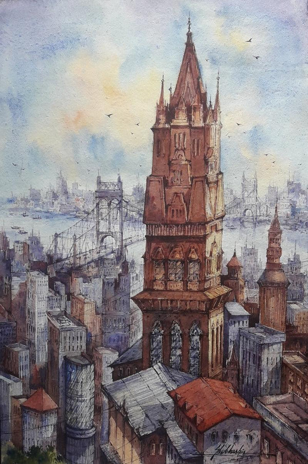 Top View City 3 Painting by Shubhashis Mandal | ArtZolo.com