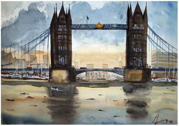 Tower Bridge London Painting by Arunava Ray | ArtZolo.com
