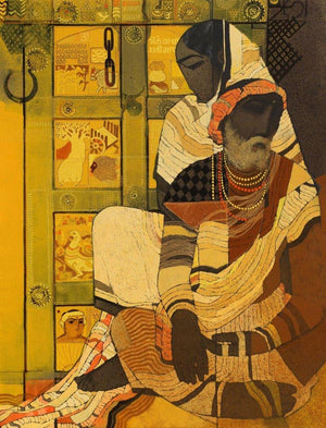 Figurative acrylic painting titled 'Toy Seller', 48x36 inches, by artist Siddharth Shingade on Canvas