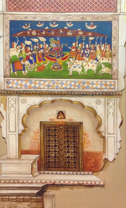 Traditional Indian Door Painting by Pradeep Verma | ArtZolo.com