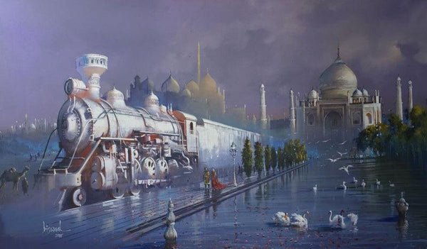 Train To Taj Painting by Bijay Biswaal | ArtZolo.com