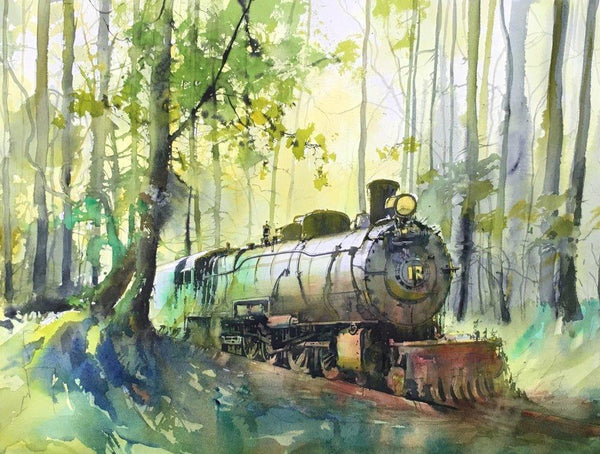 Train Passing Through Nature Painting by Bijay Biswaal | ArtZolo.com