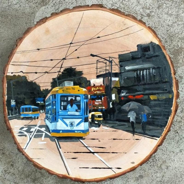 Trams In Kolkata Painting by Raju Sarkar | ArtZolo.com