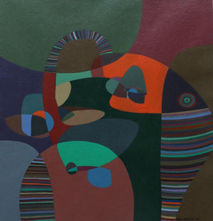 Transformation (Rhythmic Rhapsody) by Kiran Gunjkar, Original Acrylic Contemporary Painting on Paper, Small Square Wall Art