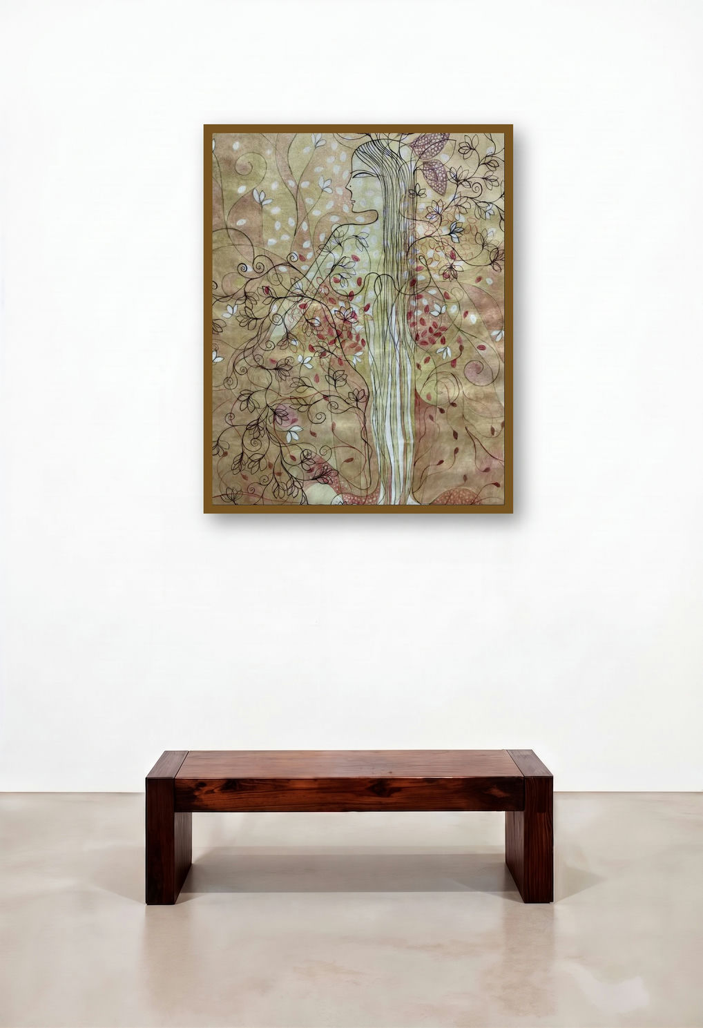 Tree Of Life (Woman in Bloom) by artist Bhavana Sonawane displayed in a Luxury Hotel Lobby