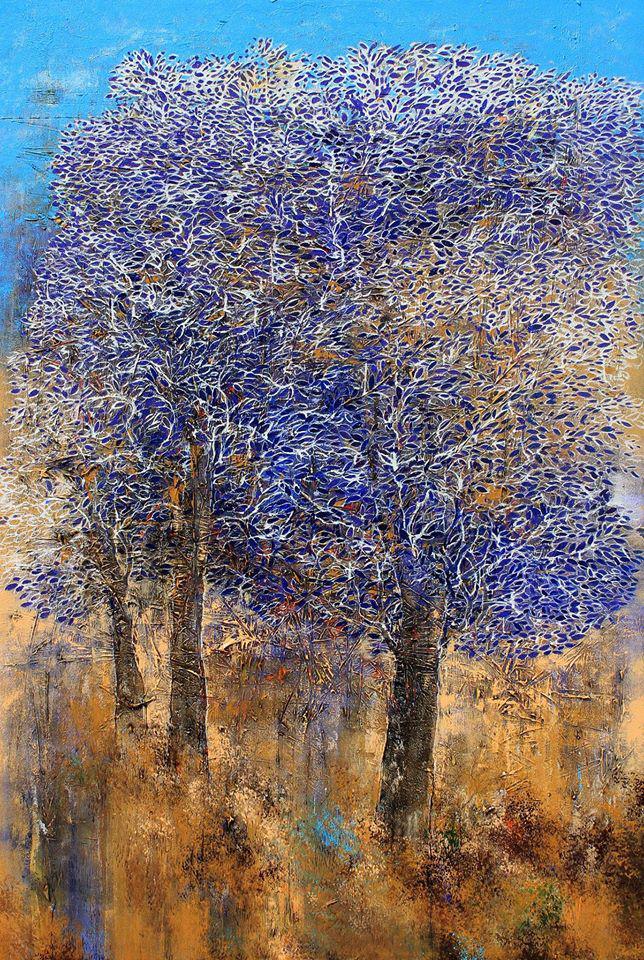 Tree Of Life Purple Painting by Bhaskar Rao | ArtZolo.com