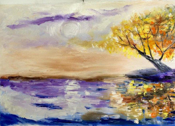 Tree At Horizon Painting by Kiran Bableshwar | ArtZolo.com