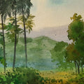 Nature watercolor painting titled 'Trees', 10x14 inches, by artist Madhukar Mahajan on Paper