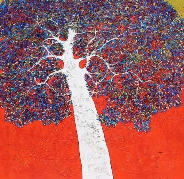 Treescape 110 Painting by Bhaskar Rao | ArtZolo.com