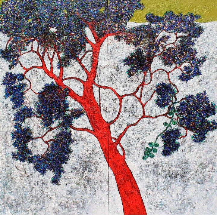 Treescape 22 Painting by Bhaskar Rao | ArtZolo.com