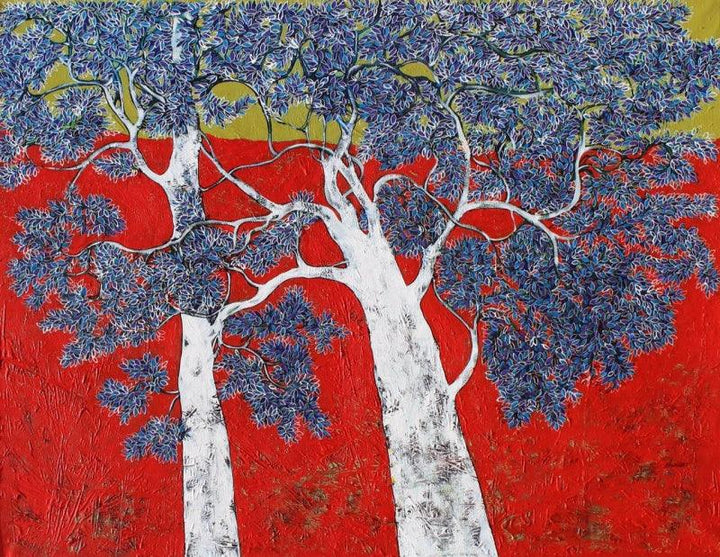 Treescape 3 Painting by Bhaskar Rao | ArtZolo.com