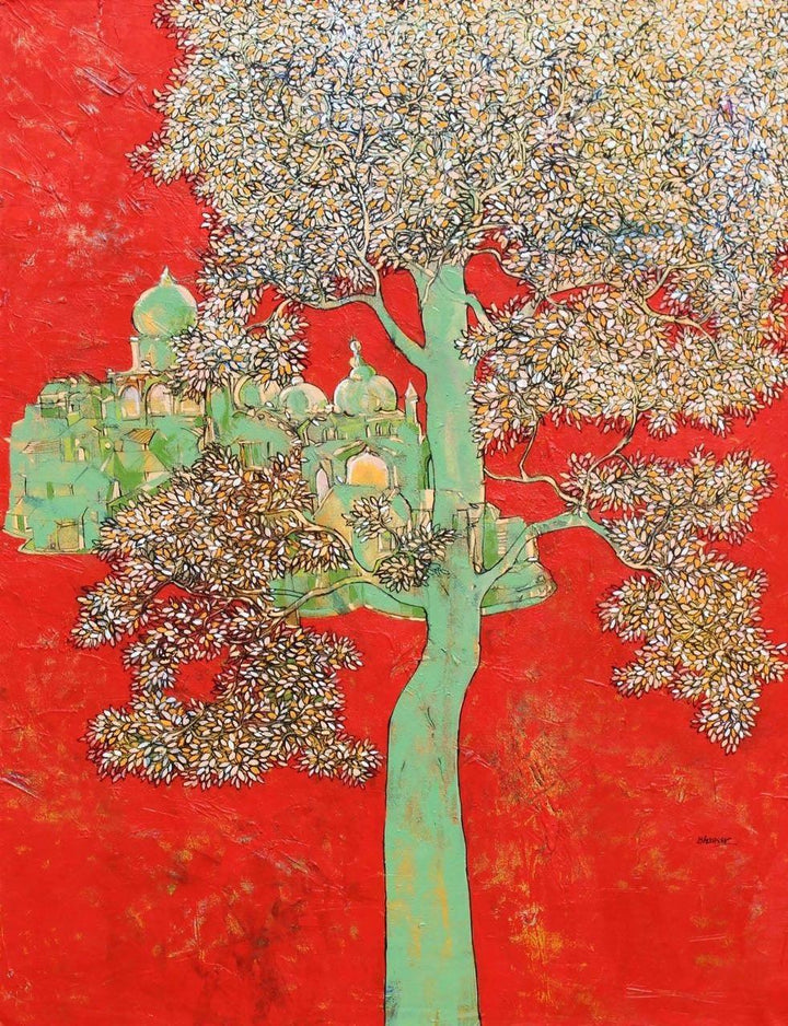 Treescape 4 Painting by Bhaskar Rao | ArtZolo.com