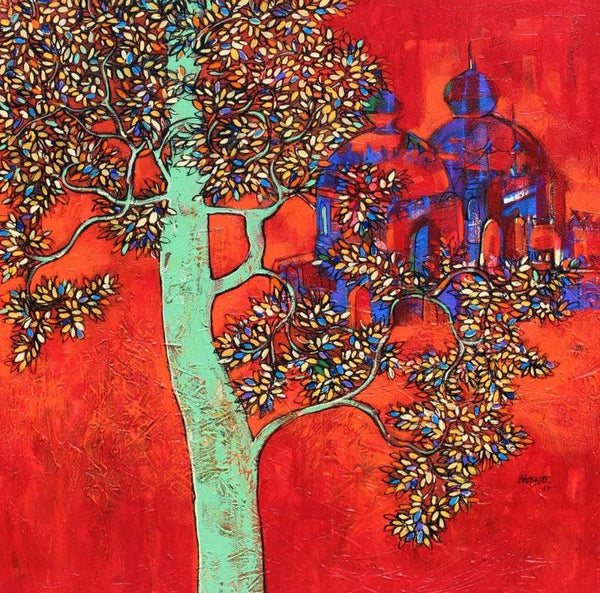 Treescape 58 Painting by Bhaskar Rao | ArtZolo.com