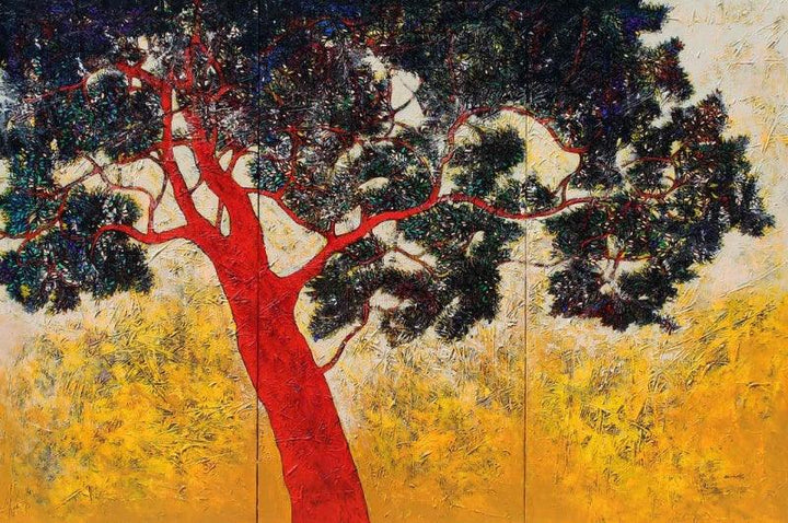 Treescape 6 Painting by Bhaskar Rao | ArtZolo.com