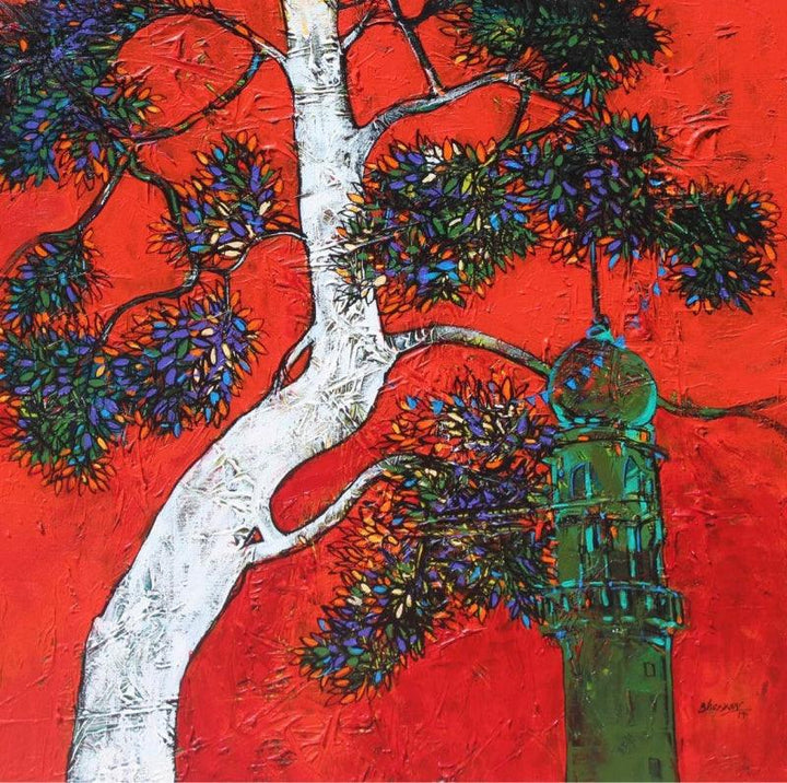 Treescape 7 Painting by Bhaskar Rao | ArtZolo.com