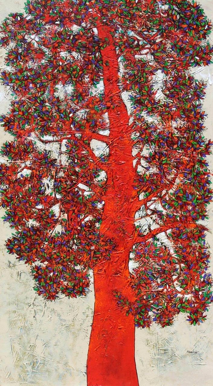 Treescape 90 Painting by Bhaskar Rao | ArtZolo.com