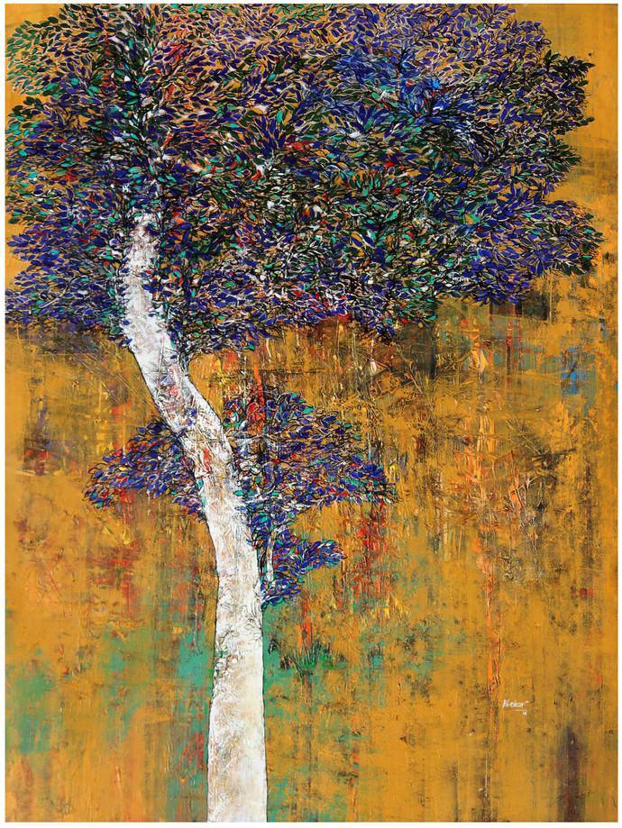 Treescape Iii Painting by Bhaskar Rao | ArtZolo.com