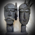 Figurative sculpture titled 'Tribal Couple', 16x14x5 inches, by artist Shibu Sengupta on Stone