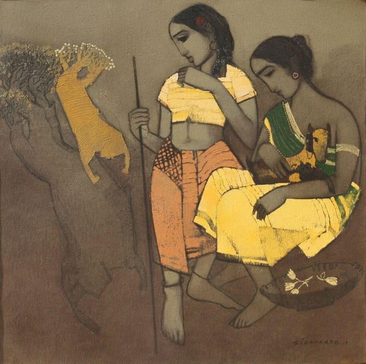 Tribal Girls Painting by Siddharth Shingade | ArtZolo.com