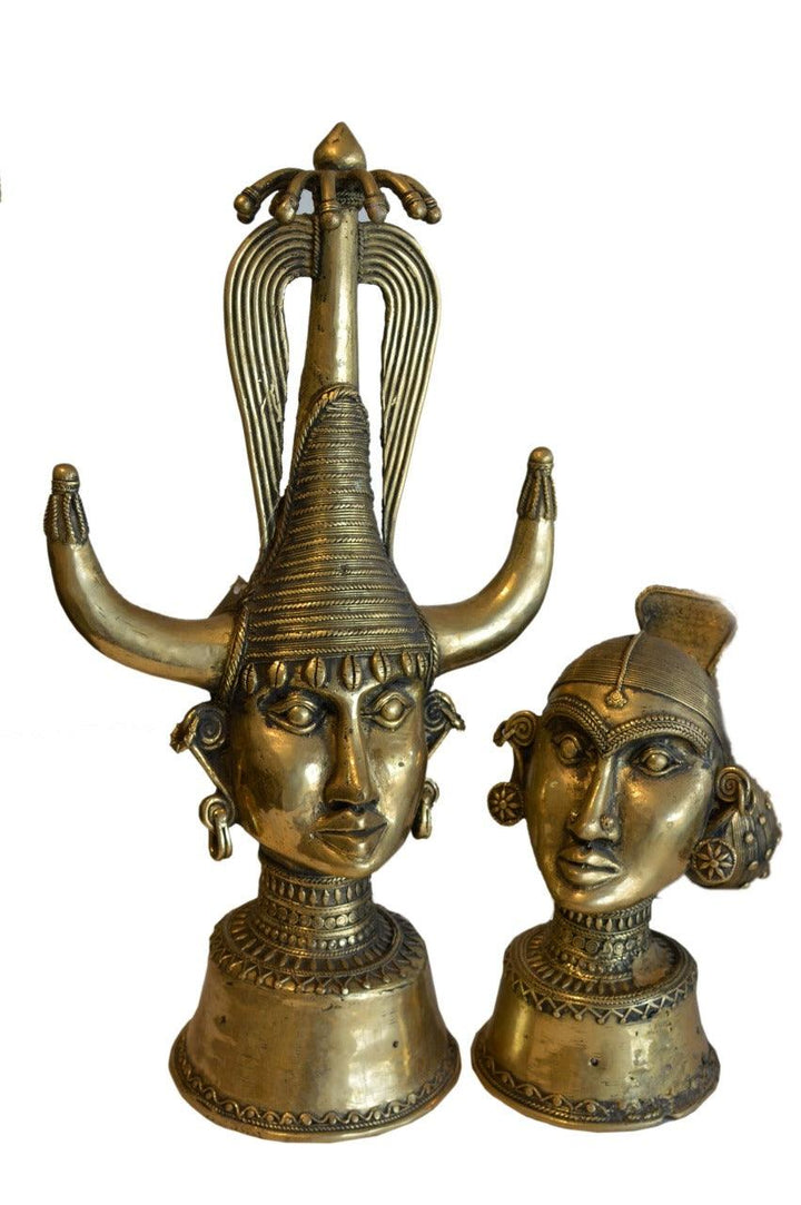 Tribal Head Pair 1 Sculpture by Kushal Bhansali | ArtZolo.com