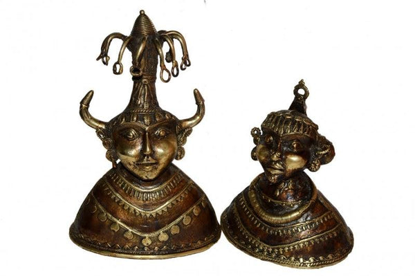Tribal Head Pair 2 Sculpture by Kushal Bhansali | ArtZolo.com