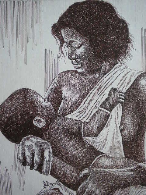 Tribal Lady 2 Drawing by Pradeep Swain | ArtZolo.com