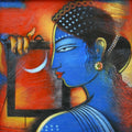 Figurative acrylic painting titled 'Tribal Lady 2', 12x12 inches, by artist Balaji Ubale on Canvas