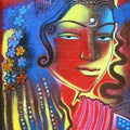 Figurative acrylic painting titled 'Tribal Lady 3', 12x10 inches, by artist Balaji Ubale on Canvas