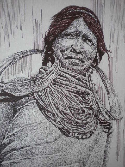 Tribal Lady 5 Drawing by Pradeep Swain | ArtZolo.com