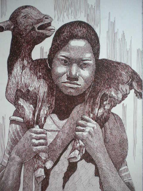Tribal Lady 6 Drawing by Pradeep Swain | ArtZolo.com
