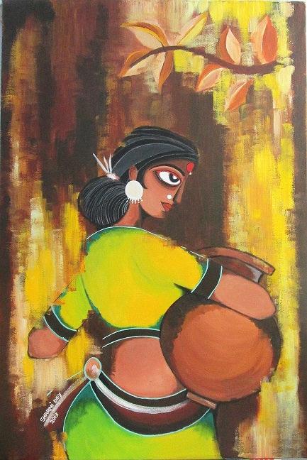 Tribal Woman Painting by Sharmi Dey | ArtZolo.com