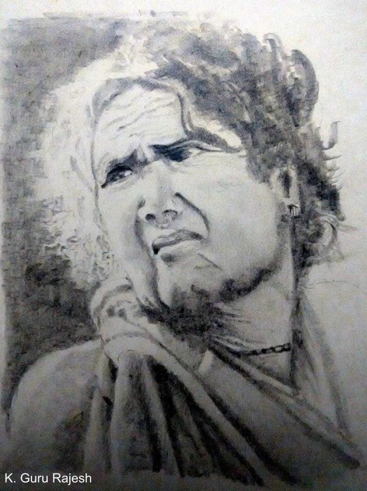 Tribal Lady Drawing by Guru Rajesh | ArtZolo.com