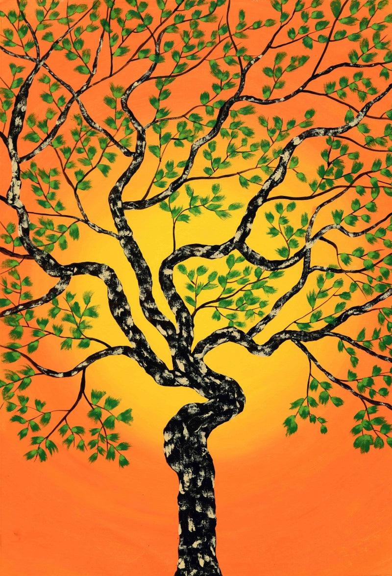 Nature acrylic painting titled 'Tribhovan', 43x30 inches, by artist Sumit Mehndiratta on canvas