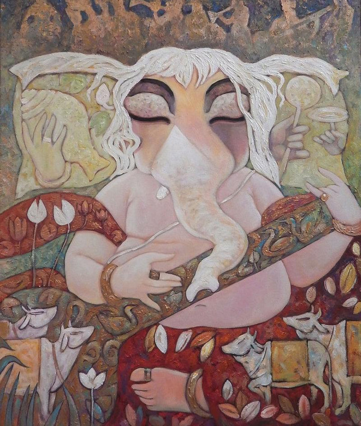 Tune Of Divine Painting by Subrata Ghosh | ArtZolo.com