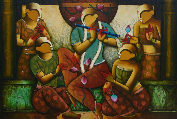 Tunes Of Flute 10 Painting by Anupam Pal | ArtZolo.com