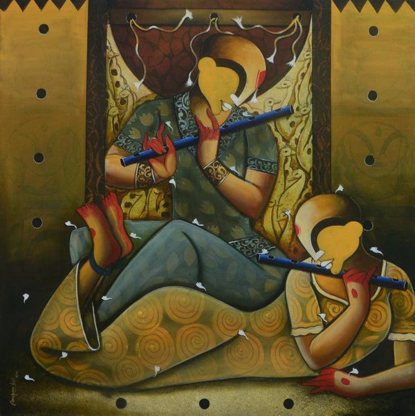 Tunes Of Flutes Painting by Anupam Pal | ArtZolo.com