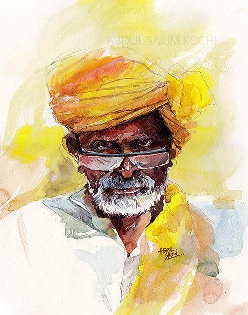 Turban Man 3 Painting by Abdul Salim | ArtZolo.com